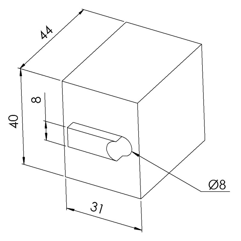 Entretoise profilé aluminium - Rainure 8 mm