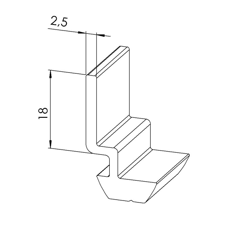 Lisse profilé aluminium (Barre de 2 m) - Rainure 8 mm - Al - M6