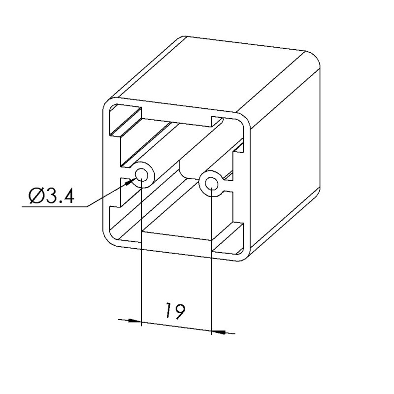 Profilé aluminium télescopique - Rainure 8 mm - 40x40 mm