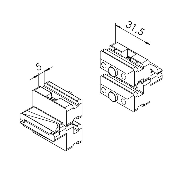 Coulisseaux profilé aluminium - Porte - 8 mm - 32x18 mm