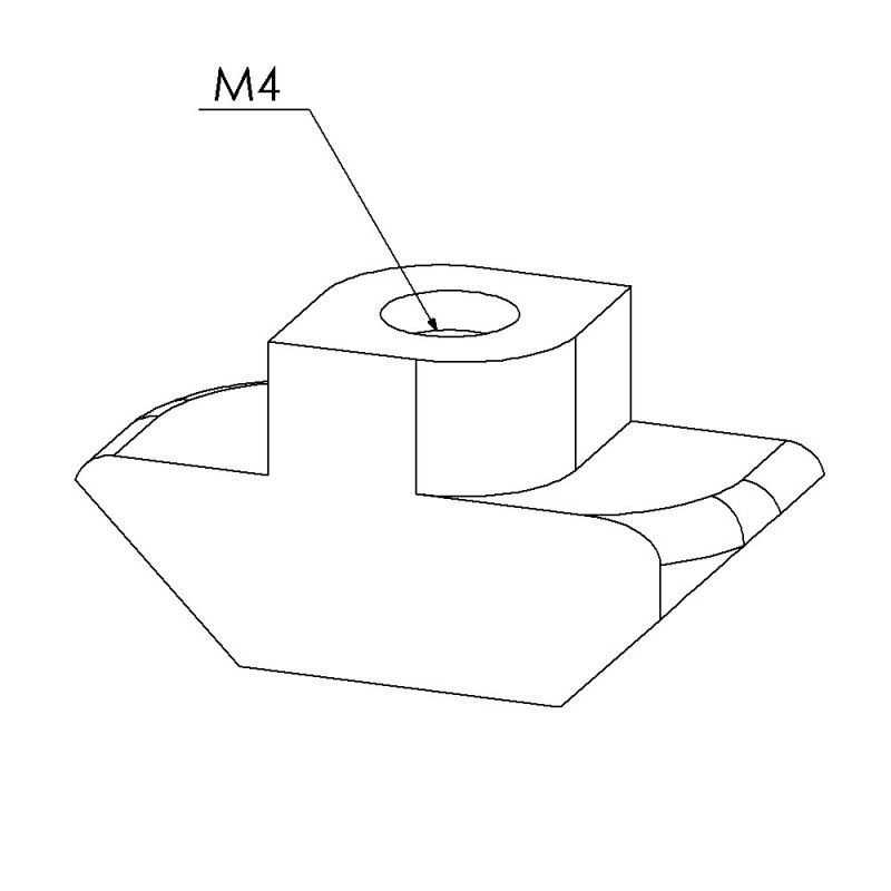 Ecrou à tête rectangulaire profilé aluminium (Boîte de 100 unités) - PA - Rainure 8 mm