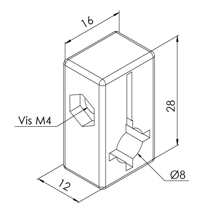 Support détecteur profilé aluminium (Boîte de 100 unités) – D8