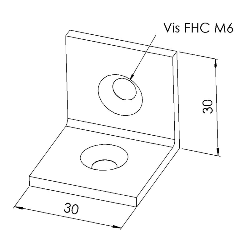 Equerre profilé aluminium (Boîte de 10 unités) – Section 30x30 mm - Noire - Acier