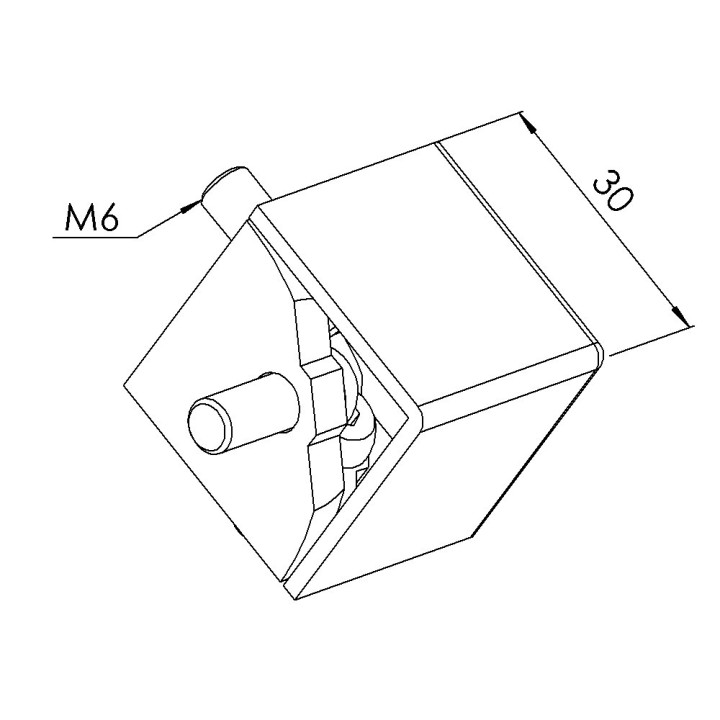 Kit raccord d’angle cube profilé aluminium (Boîte de 10 unités) – 6 mm – 30x30x30 mm – Gris