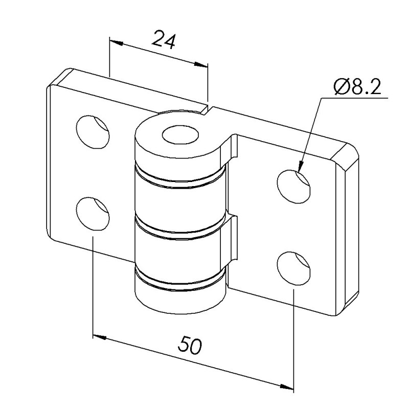 Charnière profilé aluminium – 45x45 mm - Zn