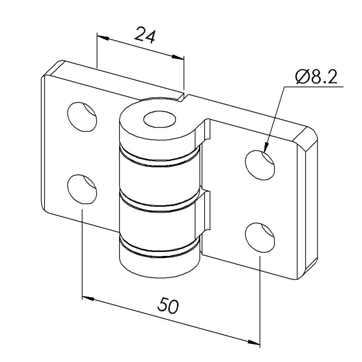 Charnière profilé aluminium – 45x45 mm - Zn