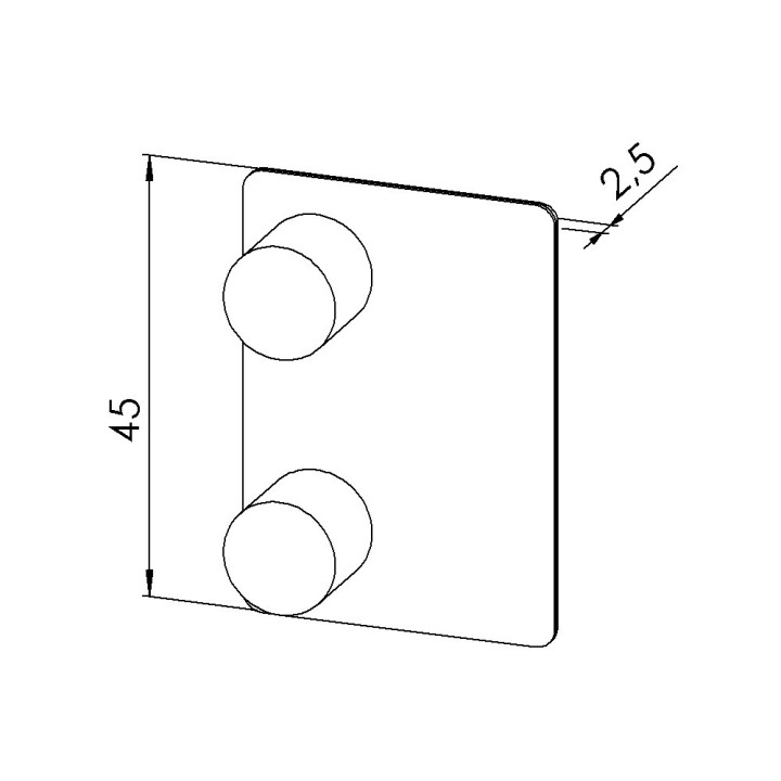 Embout profilé aluminium – Rainure 8 mm – Section 45x32 mm - Noir