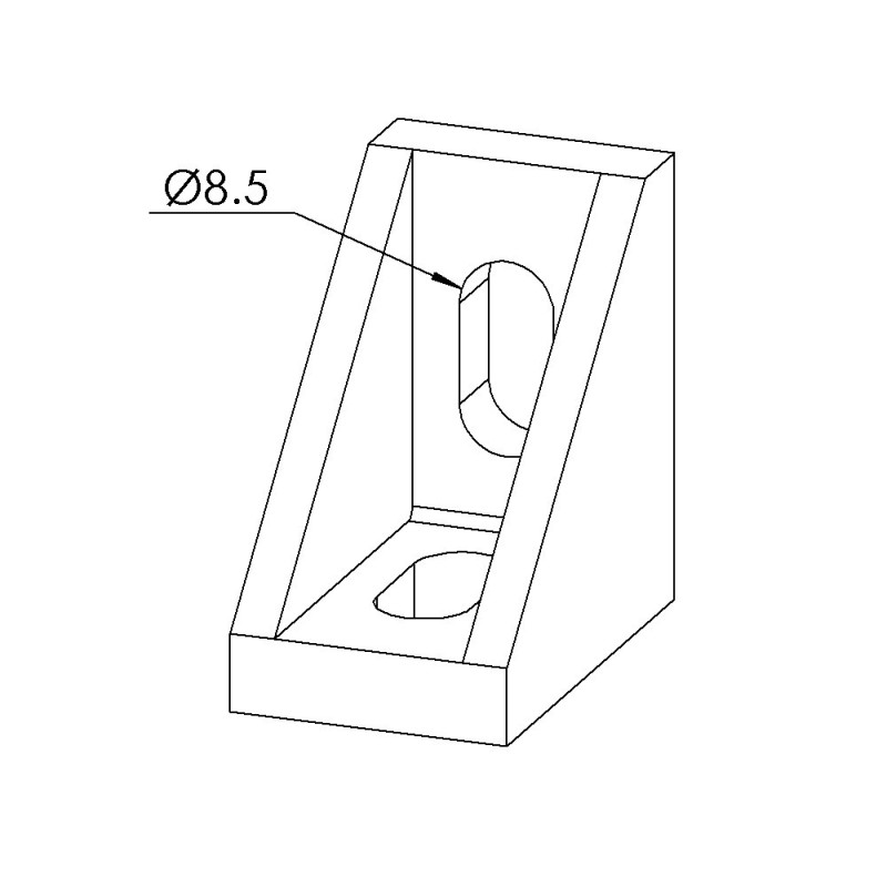 Equerre profilé aluminium – Section 40x40x25 mm - Al - Sablé