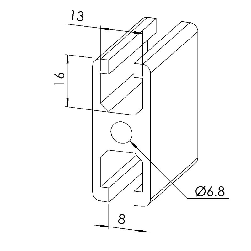 Profilé aluminium d’encadrement - Rainure 8 mm – 45x19 mm