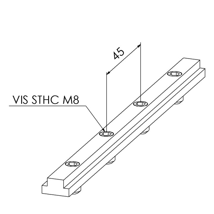 Barrette de liaison profilé aluminium – Rainure 8 mm – 180 mm
