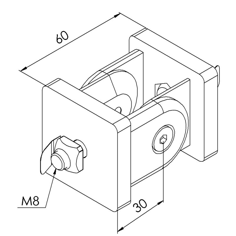 Kit articulation profilé aluminium – 10 mm – 45x45 mm - En rainure - 8 45