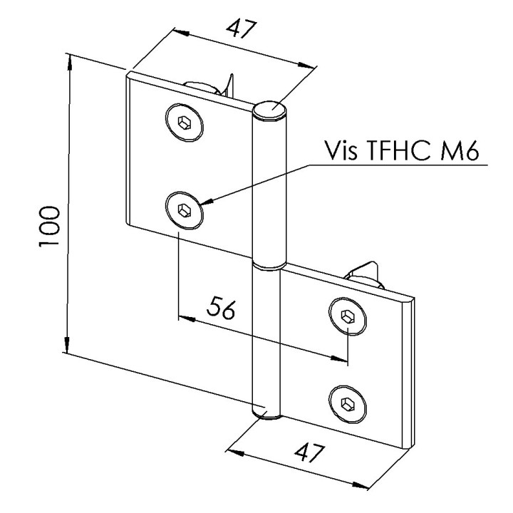 Kit charnière profilé aluminium - 45x45 mm – Al – PP4 - 8 45