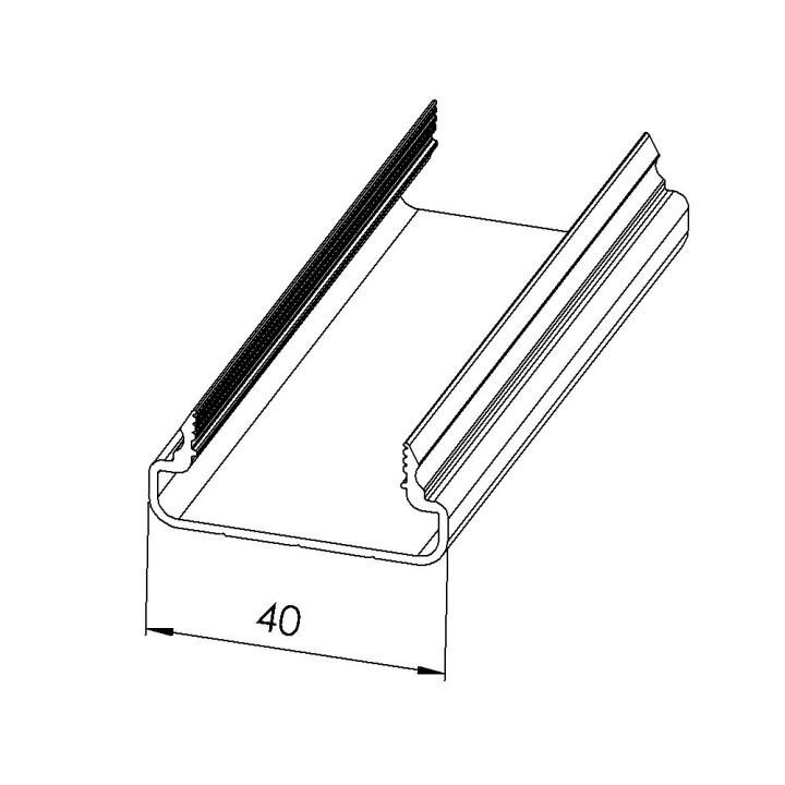 Goulotte profilé aluminium (8 barres de 3 m) - U - 40x20 mm - E
