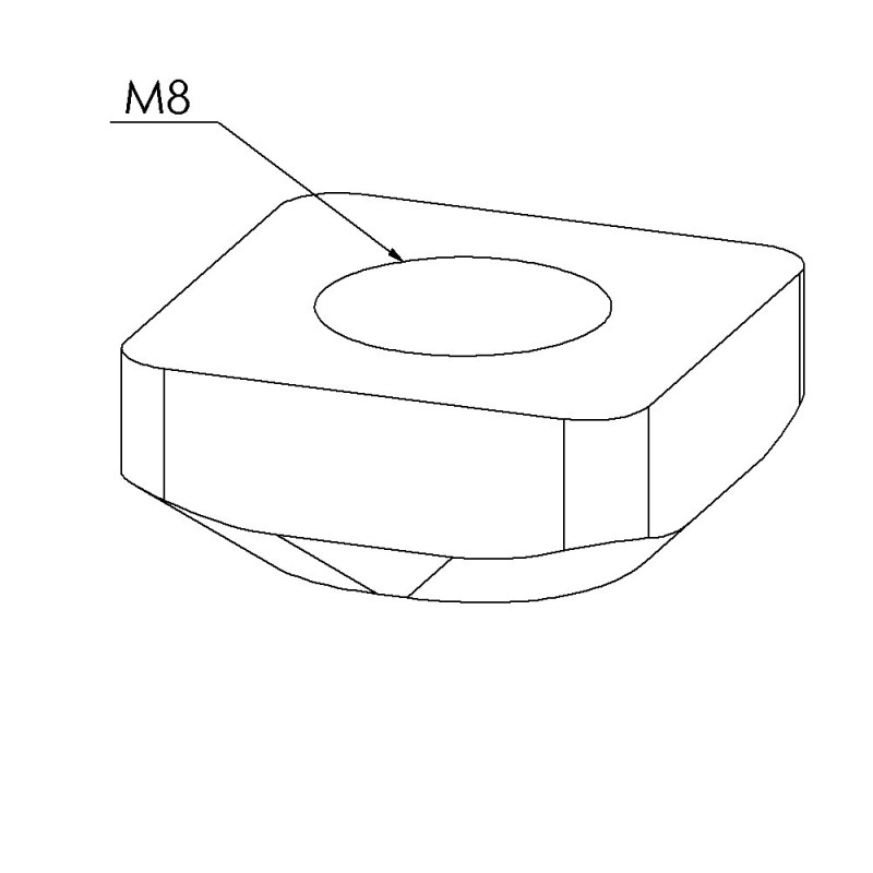 Ecrou carré profilé (Boîte de 100 unités) – Taraudage M8 - Rainure 8 mm