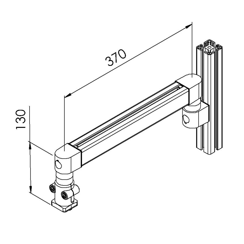 Bras articulÃ© - Support horizontal - 8mm - 40x370 mm