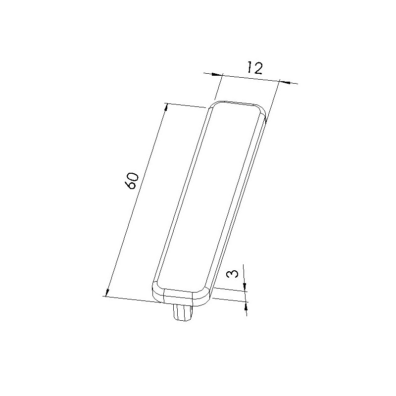 Schéma cotes - Embout profilé aluminium - Rainure 6 mm – Section 60x12 mm - Elcom shop
