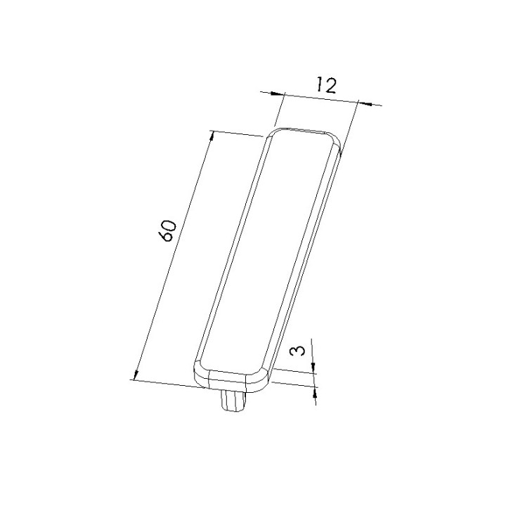 Schéma cotes - Embout profilé aluminium - Rainure 6 mm – Section 60x12 mm - Elcom shop