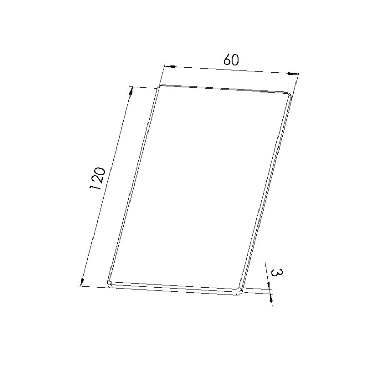 Schéma cotes - Embout profilé aluminium - Rainure 6 mm – Section 120x60 mm - Noir - Elcom shop