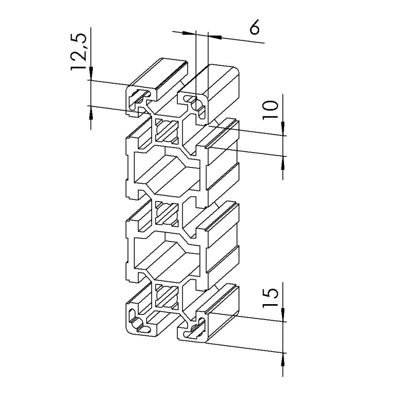 Profilé aluminium – Rainure 10 mm – 120x40 mm – Léger