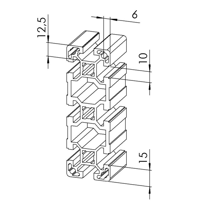 Profilé aluminium – Rainure 10 mm – 120x40 mm – Léger