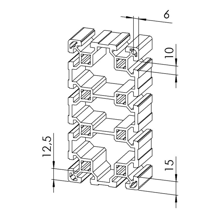 Profilé aluminium – Rainure 10 mm – 160x80 mm – Léger