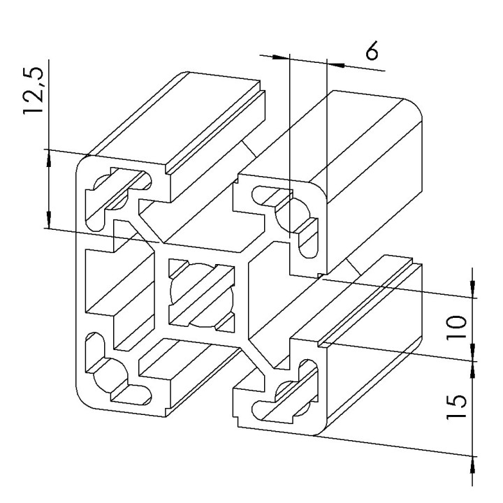 Profilé aluminium – Rainure 10 mm – 40x40 mm – Léger - 1N