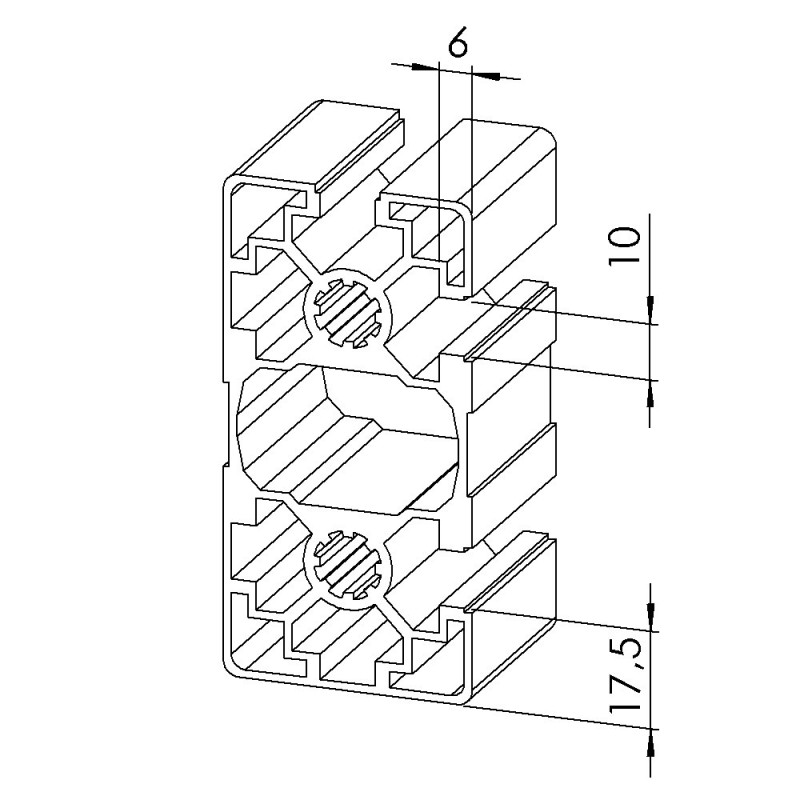 Profilé aluminium – Rainure 10 mm – 90x45 mm - 3N90 – Léger