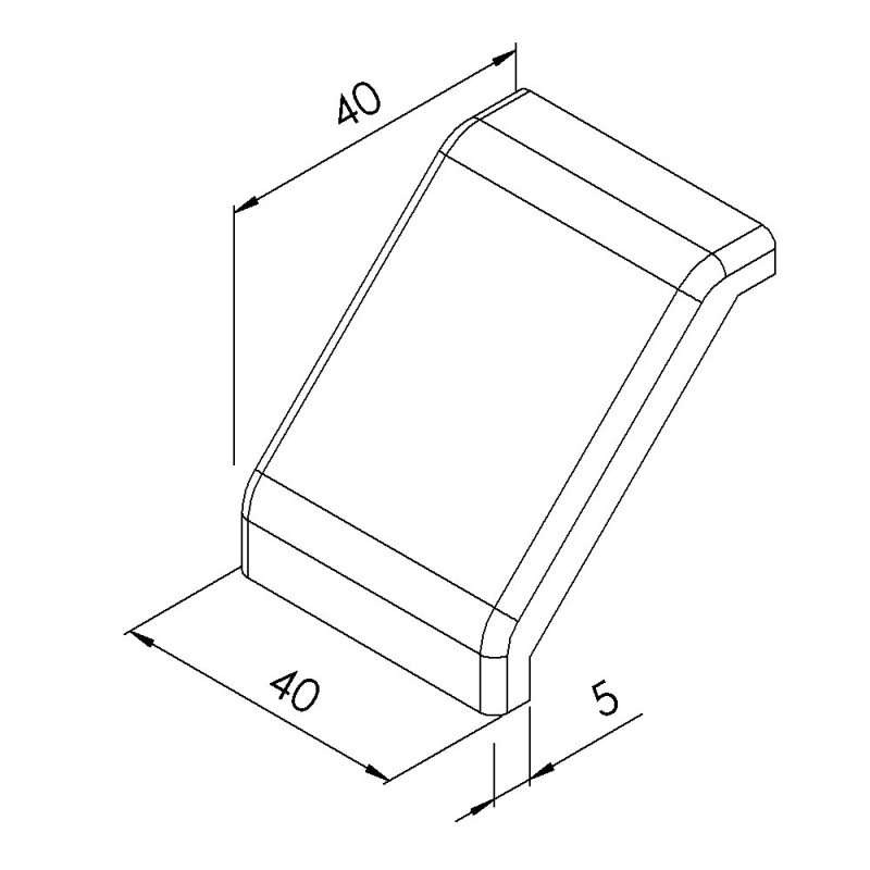 Cache équerre profilé aluminium – Rainure 10 mm – Section 40x40x40 mm - Al