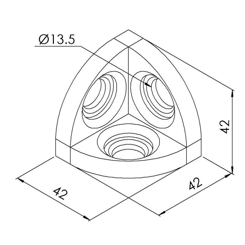 Raccord d’angle profilé aluminium – 10 mm – 45 mm - Brut