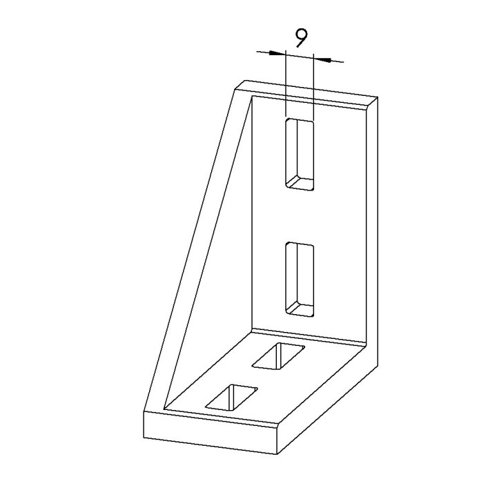 Equerre profilé aluminium – Rainure 10 mm – Section 90x90x45 mm - Al - Brut