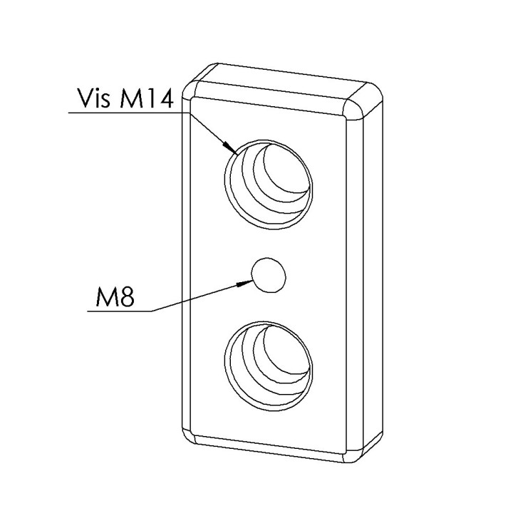 Plaque de base profilé aluminium - 10 mm – Section 90x45 mm - M10