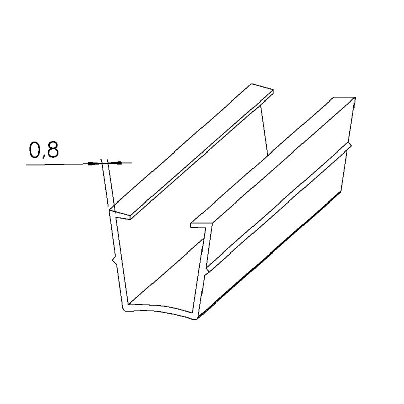 Profilé U10 (Barre de 2 m) - Rainure 10 mm - Noir