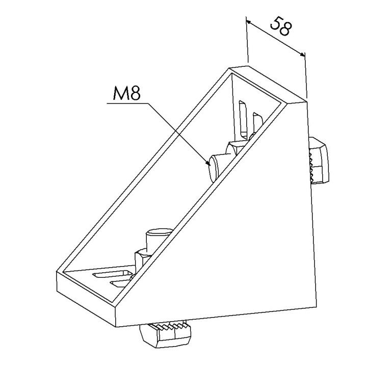 Kit équerre profilé aluminium – Rainure 10 mm – Section 60x60x60 mm - Al