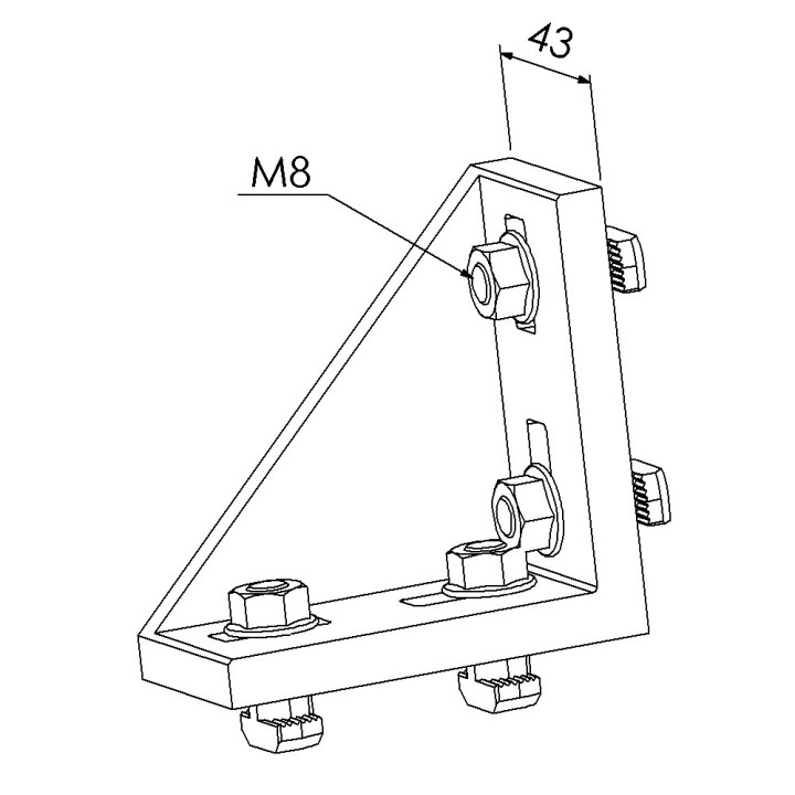 Kit équerre profilé aluminium – Rainure 10 mm – Section 90x90x45 mm - Al