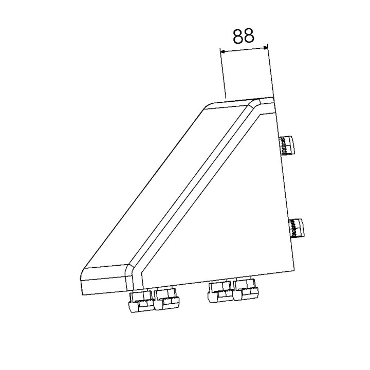 Kit équerre profilé aluminium – Rainure 10 mm – Section 90x90x90 mm - Al - Cache