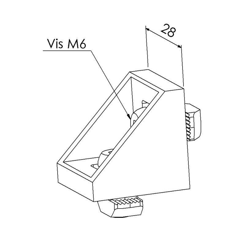 Kit équerre profilé aluminium – Rainure 8 mm – Section 30x30 mm - Zn