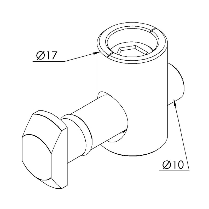 Fixation centrale standard profilé aluminium – Rainure 10 mm - 10 45
