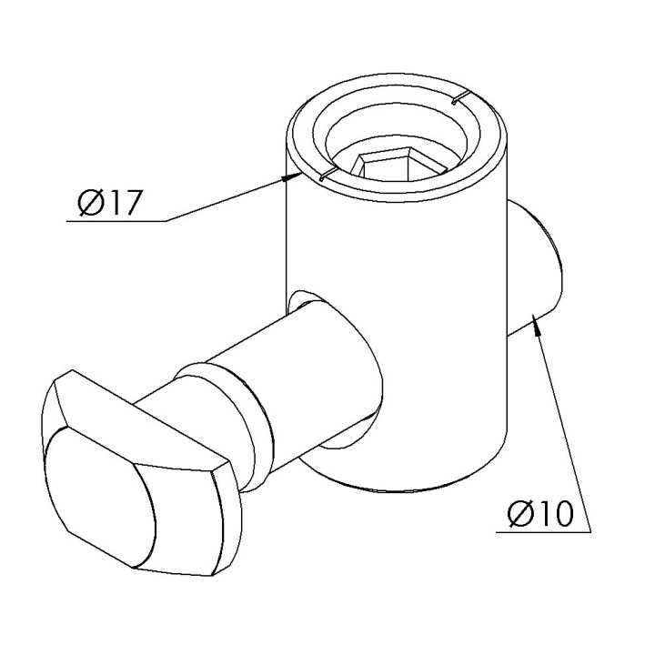 Fixation centrale standard profilé aluminium – Rainure 10 mm - 10 45 - 90°