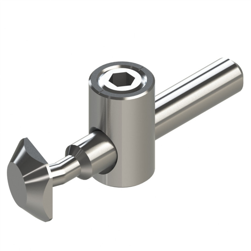Fixation centrale angulaire profilé – Rainure 10 mm - 10 45 - Pliable - Perpendiculaire - Inox