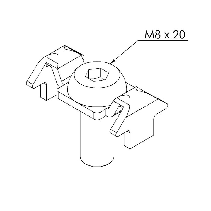 Fixation standard profilé aluminium – Rainure 8 mm - 8 30