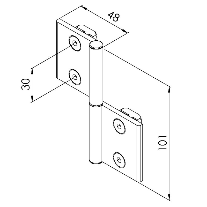 Kit charnière profilé aluminium - 45x45 mm – Al – PP0 - 10 45