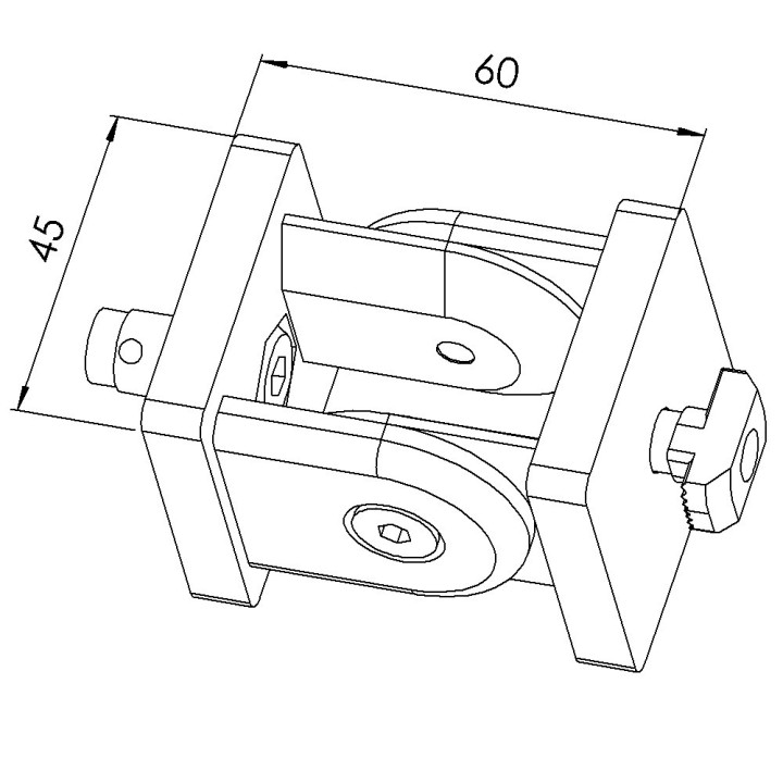 Kit articulation profilé aluminium – 10 mm – 45x45 mm - En rainure + Extrémité - 10 45