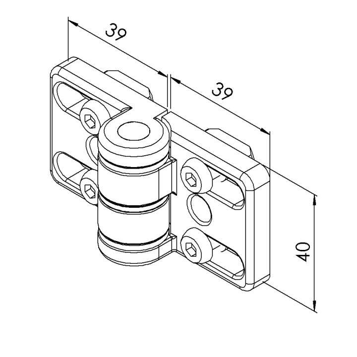 Kit charnière profilé aluminium – 8 mm - 40x40 mm – Zn - 10 45