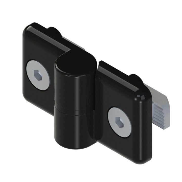 Kit charnière profilé aluminium – Rainure 8 mm – PA - Droite - 10 40