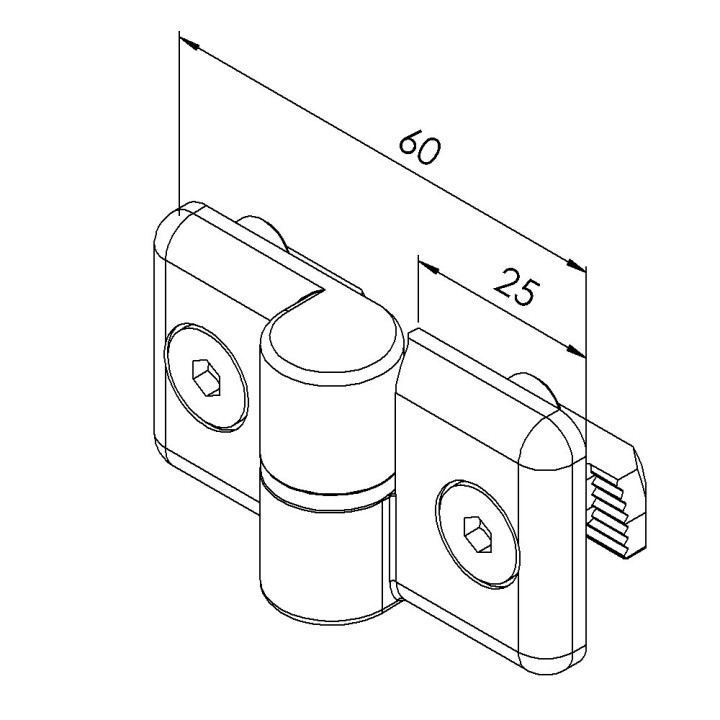 Kit charnière profilé aluminium – Rainure 8 mm – PA - Droite - 10 40