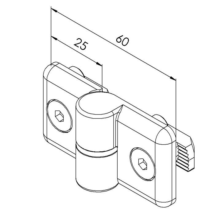 Kit charnière profilé aluminium – Rainure 8 mm – PA - Gauche - 10 40