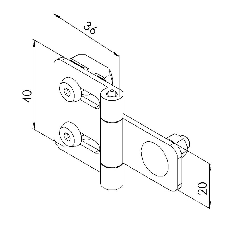 Kit charnière profilé aluminium – St – E 32-45 mm - 10 45