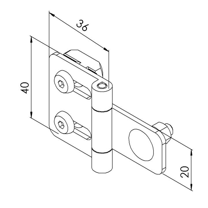 Kit charnière profilé aluminium – St – E 32-45 mm - 10 45