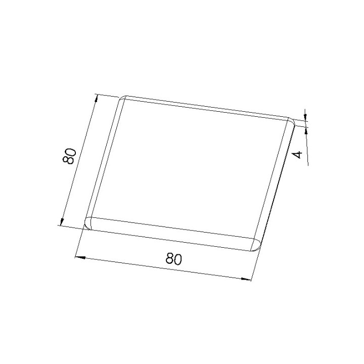 Schéma cotes - Embout profilé aluminium  – Rainure 8 mm – Section 80x80 mm - noir - Elcom shop
