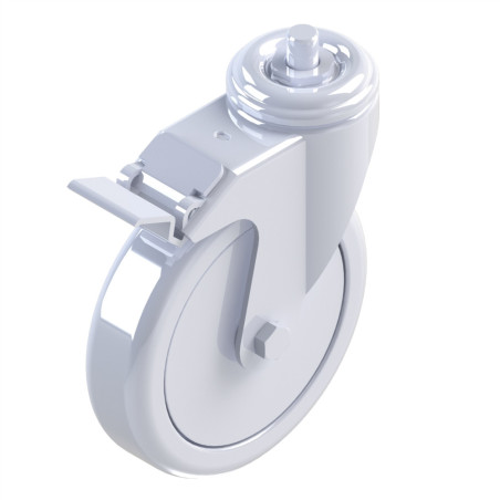 Kit roulette pivotante profilé aluminium – D125 – A blocage – En bout - 10 40